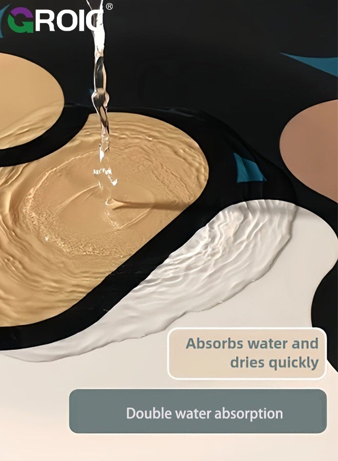 GROIC Non Slip Bath Mat, 50×80CM, Rubber Backing Ultra Thin Bathroom Rugs Fit Under Door Quick Dry Super Absorbent Washable Bath Rug Shower Mat for Floor Bathtub Shower Sink, Puzzle Pattern Diatom Mud Mat - Image 4